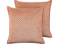 Beliani Koristetyyny Sametti Vaaleanpunainen 45 X 45 Cm 2 Kpl Rhodocoma Hot