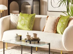 Beliani Koristetyyny Sametti Vaaleanvihrea 45 X 45 Cm 2 Kpl Monstera Fashion