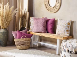 Beliani Koristetyyny Sametti Vaaleanpunainen 45 X 45 Cm 2 Kpl Romneya Sale