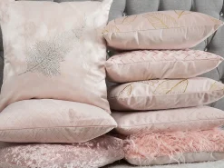 Beliani Koristetyyny Sametti Vaaleanpunainen 45 X 45 Cm 2 Kpl Hosta Cheap