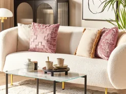 Beliani Koristetyyny Sametti Vaaleanpunainen 45 X 45 Cm 2 Kpl Bahia Store