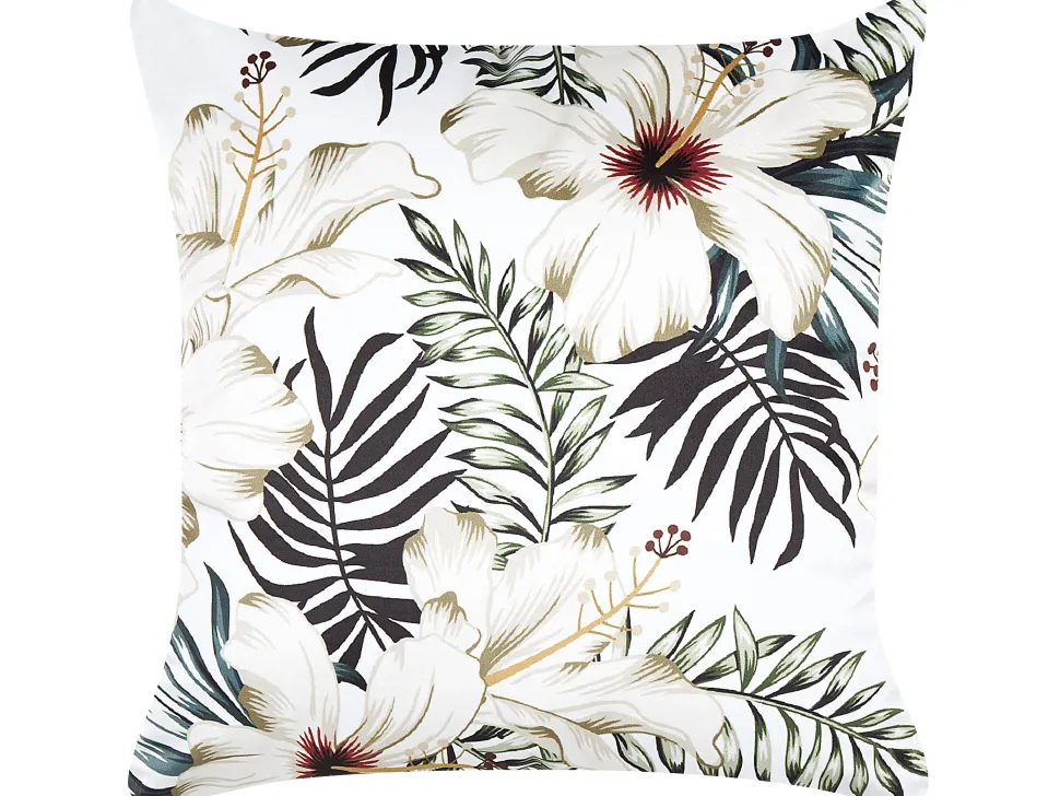 Beliani Koristetyyny Sametti Valkoinen/Vihrea 45 X 45 Cm Okra Cheap