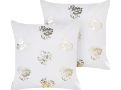 Beliani Koristetyyny Sametti Valkoinen 45 X 45 Cm 2 Kpl Goldenrod Store