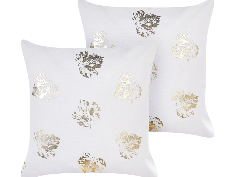 Beliani Koristetyyny Sametti Valkoinen 45 X 45 Cm 2 Kpl Goldenrod Store