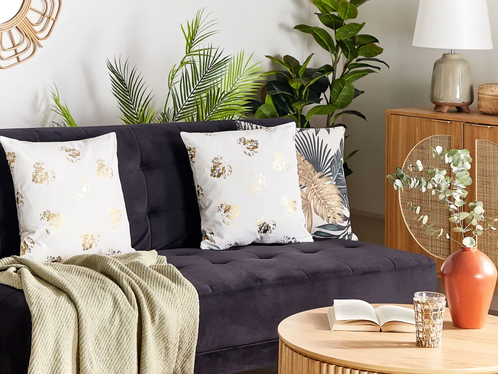 Beliani Koristetyyny Sametti Valkoinen 45 X 45 Cm 2 Kpl Goldenrod Store