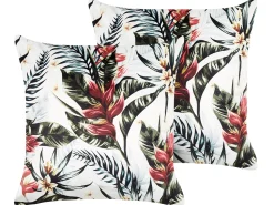 Beliani Koristetyyny Sametti Vihrea/Punainen 45 X 45 Cm 2 Kpl Edelweiss Online