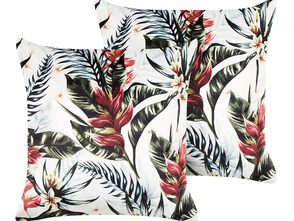 Beliani Koristetyyny Sametti Vihrea/Punainen 45 X 45 Cm 2 Kpl Edelweiss Online