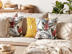 Beliani Koristetyyny Sametti Vihrea/Punainen 45 X 45 Cm 2 Kpl Edelweiss Online