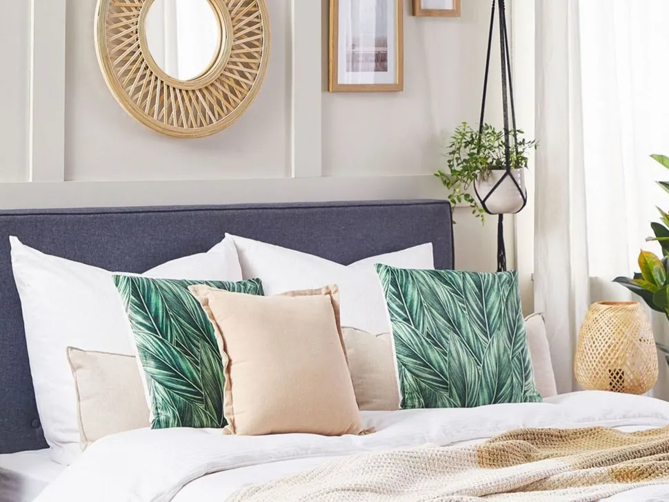 Beliani Koristetyyny Sametti Vihrea 45 X 45 Cm 2 Kpl Diascia Best Sale