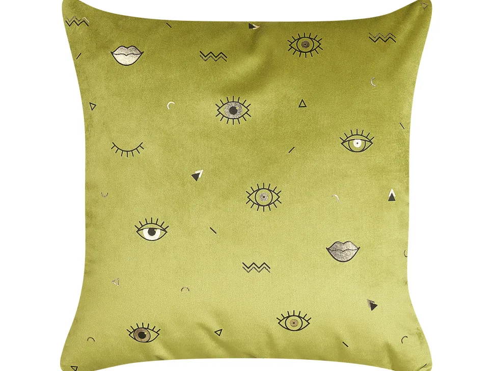 Beliani Koristetyyny Sametti Vihrea Silmakuvio 45 X 45 Cm 2 Kpl Aeonium Shop