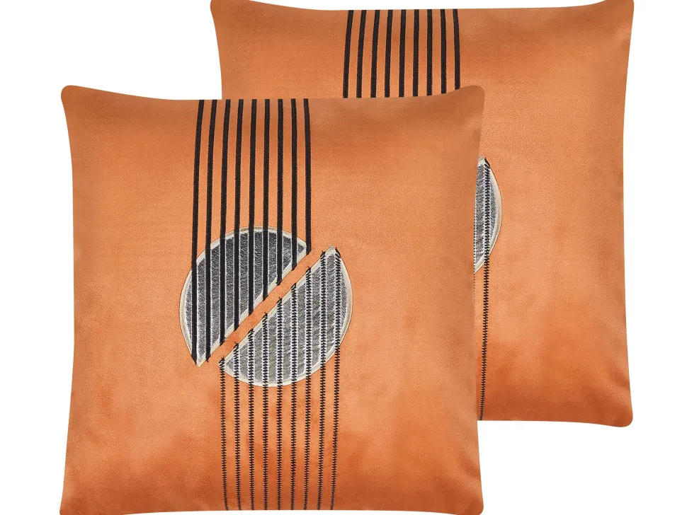 Beliani Koristetyyny Samettinen 2Kpl 45 X 45 Cm Oranssi Ceropegia Best Sale