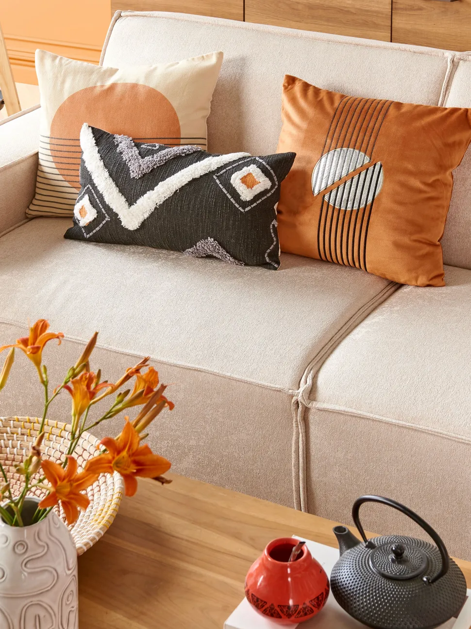 Beliani Koristetyyny Samettinen 2Kpl 45 X 45 Cm Oranssi Ceropegia Best Sale