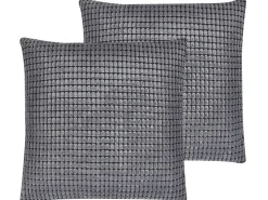 Beliani Koristetyyny Samettinen 2Kpl 45 X 45 Cm Harmaa Aspidistra Sale