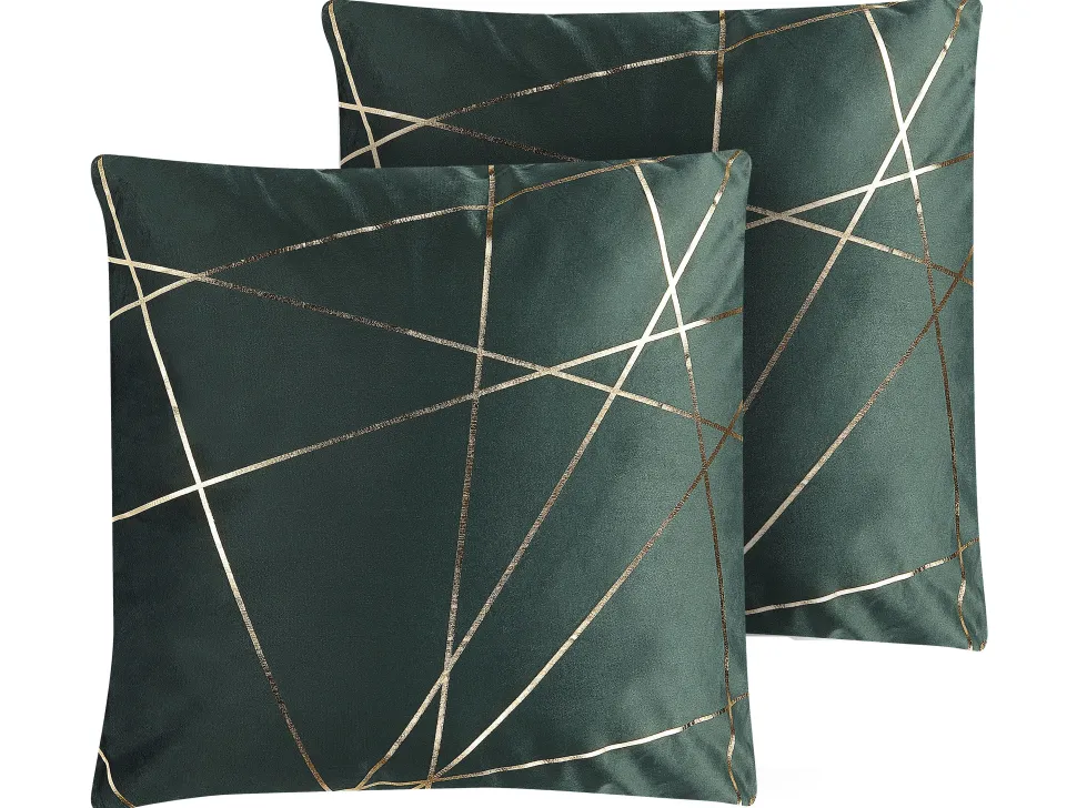 Beliani Koristetyyny Samettinen 2Kpl 45 X 45 Cm Vihrea Pinus Discount