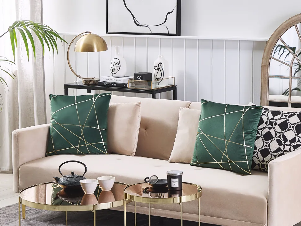 Beliani Koristetyyny Samettinen 2Kpl 45 X 45 Cm Vihrea Pinus Discount