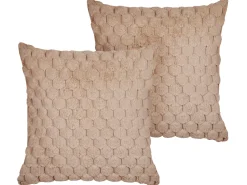 Beliani Koristetyyny Tekoturkis Hiekanruskea 43 X 43 Cm 2 Kpl Purslane Discount