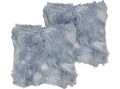 Beliani Koristetyyny Tekoturkis Sininen 42 X 42 Cm 2 Kpl Lubha Sale