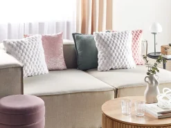 Beliani Koristetyyny Tekoturkis Valkoinen 43 X 43 Cm 2 Kpl Purslane Clearance