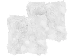 Beliani Koristetyyny Tekoturkis Valkoinen 45 X 45 Cm 2 Kpl Lubha Hot