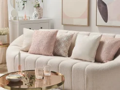 Beliani Koristetyyny Tekoturkis Vaaleanpunainen 45 X 45 Cm 2 Kpl Peony Clearance