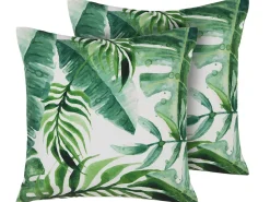 Beliani Koristetyyny Ulkokayttoon 2Kpl Setti 45 X 45 Cm Lehtikuviolla Pavelli Best