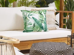 Beliani Koristetyyny Ulkokayttoon 2Kpl Setti 45 X 45 Cm Lehtikuviolla Pavelli Best