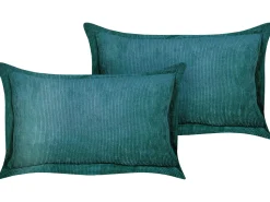 Beliani Koristetyyny Vakosametti Sinivihrea 47 X 27 Cm 2 Kpl Zinnia Fashion