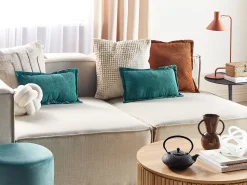 Beliani Koristetyyny Vakosametti Sinivihrea 47 X 27 Cm 2 Kpl Zinnia Fashion