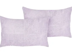 Beliani Koristetyyny Vakosametti Violetti 47 X 27 Cm 2 Kpl Millet Discount