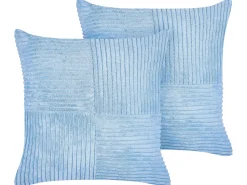 Beliani Koristetyyny Vakosametti Sininen 43 X 43 Cm 2 Kpl Millet Outlet