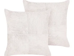 Beliani Koristetyyny Vakosametti Luonnonvalkoinen 43 X 43 Cm 2 Kpl Millet Discount