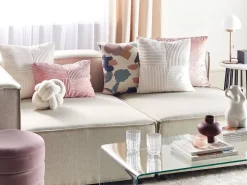 Beliani Koristetyyny Vakosametti Luonnonvalkoinen 43 X 43 Cm 2 Kpl Millet Discount