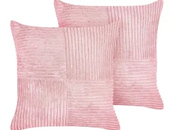 Beliani Koristetyyny Vakosametti Vaaleanpunainen 43 X 43 Cm 2 Kpl Millet Cheap
