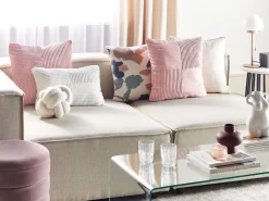 Beliani Koristetyyny Vakosametti Vaaleanpunainen 43 X 43 Cm 2 Kpl Millet Cheap