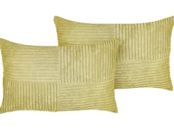 Beliani Koristetyyny Vakosametti Oliivinvihrea 47 X 27 Cm 2 Kpl Millet Sale