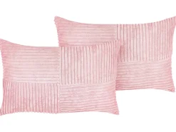 Beliani Koristetyyny Vakosametti Vaaleanpunainen 47 X 27 Cm 2 Kpl Millet Store