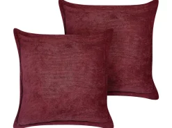 Beliani Koristetyyny Vakosametti Viininpunainen 43 X 43 Cm 2 Kpl Zinnia Online