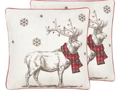 Beliani Koristetyyny 45X45 Cm 2 Kpl Punavalkoinen Sven Best