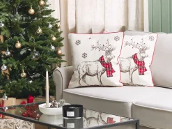 Beliani Koristetyyny 45X45 Cm 2 Kpl Punavalkoinen Sven Best