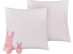 Beliani Koristetyynysetti 2 Kpl Pupukuviolla 45 X 45 Cm Valkoinen/Vaaleanpunainen Philox Clearance