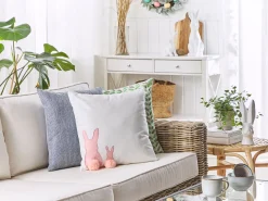 Beliani Koristetyynysetti 2 Kpl Pupukuviolla 45 X 45 Cm Valkoinen/Vaaleanpunainen Philox Clearance