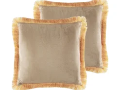 Beliani Koristetyynysetti 45 X 45 Cm Samettinen Beige Pothos Fashion