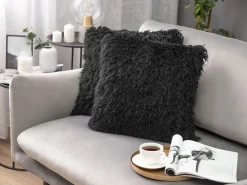 Beliani Koristetyynysetti 45 X 45 Porroinen Musta Cide Flash Sale