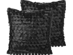 Beliani Koristetyynysetti Keinonahkaa 45X45Cm Musta Lobelia Cheap