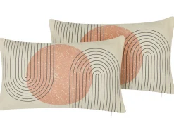 Beliani Koristetyynysetti Monivarinen Geometrinen Kuviointi 30 X 50 Cm Gerbera Hot