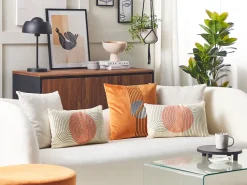 Beliani Koristetyynysetti Monivarinen Geometrinen Kuviointi 30 X 50 Cm Gerbera Hot