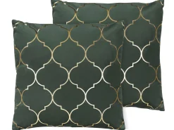 Beliani Koristetyynysetti Tummanvihrea Kiiltavalla Kuviolla 45X45Cm Alyssum Cheap