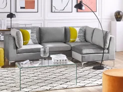 Beliani Kulmamoduuli Sametti Harmaa Evja Best Sale