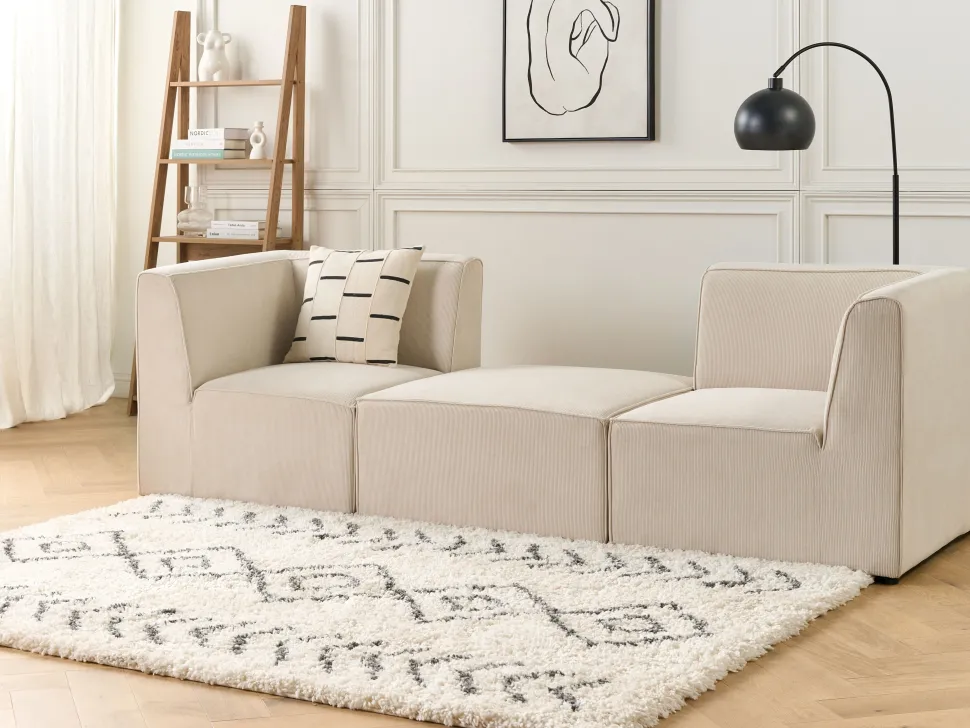 Beliani Kulmamoduuli Vakosametti Vaalea Beige Lemvig Clearance