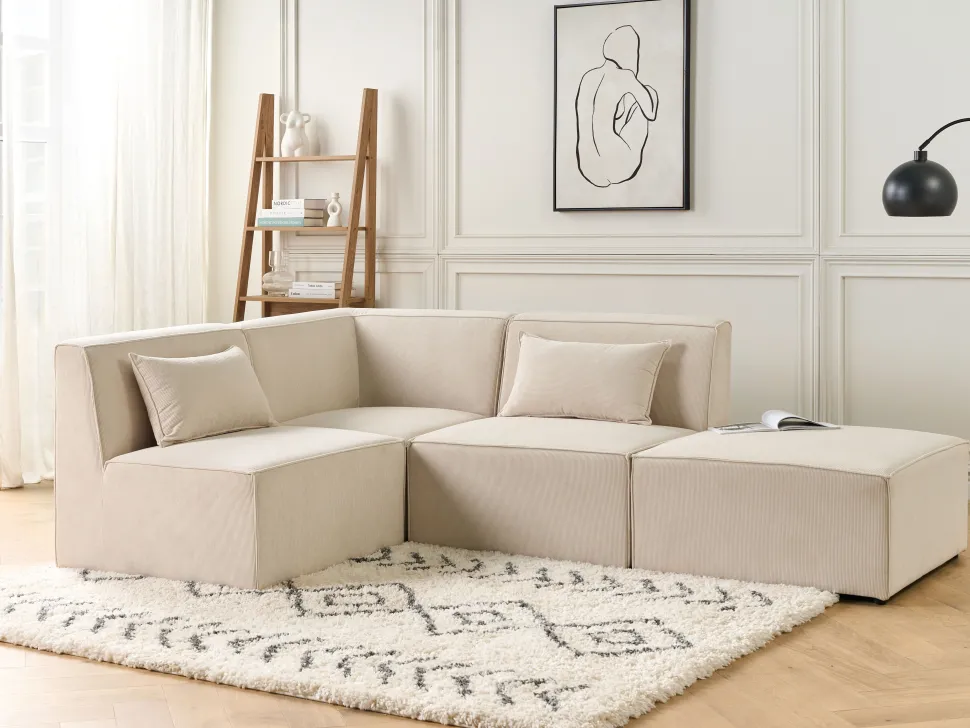 Beliani Kulmamoduuli Vakosametti Vaalea Beige Lemvig Clearance